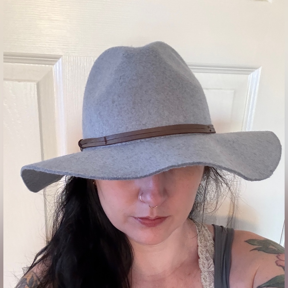 DPC Gray Wool Floppy Fedora with Leather Band